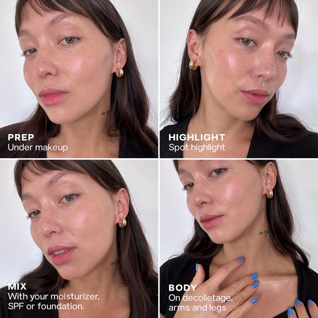 Saie Glowy Super Gel Warmglow Duo - Lightweight Illuminator & Makeup Primer for Glowing Skin - Soft Warm Gold (1 oz & 0.5 oz) SaieBuy Supplements Australia