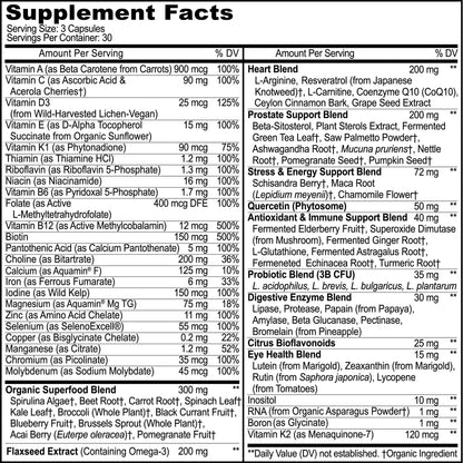 Methylated Mens Multivitamins - Daily Mens Vitamins with 44 Organic Whole Food - Multivitamin for Men with Iron & Fermented Nutrients MoxyVites