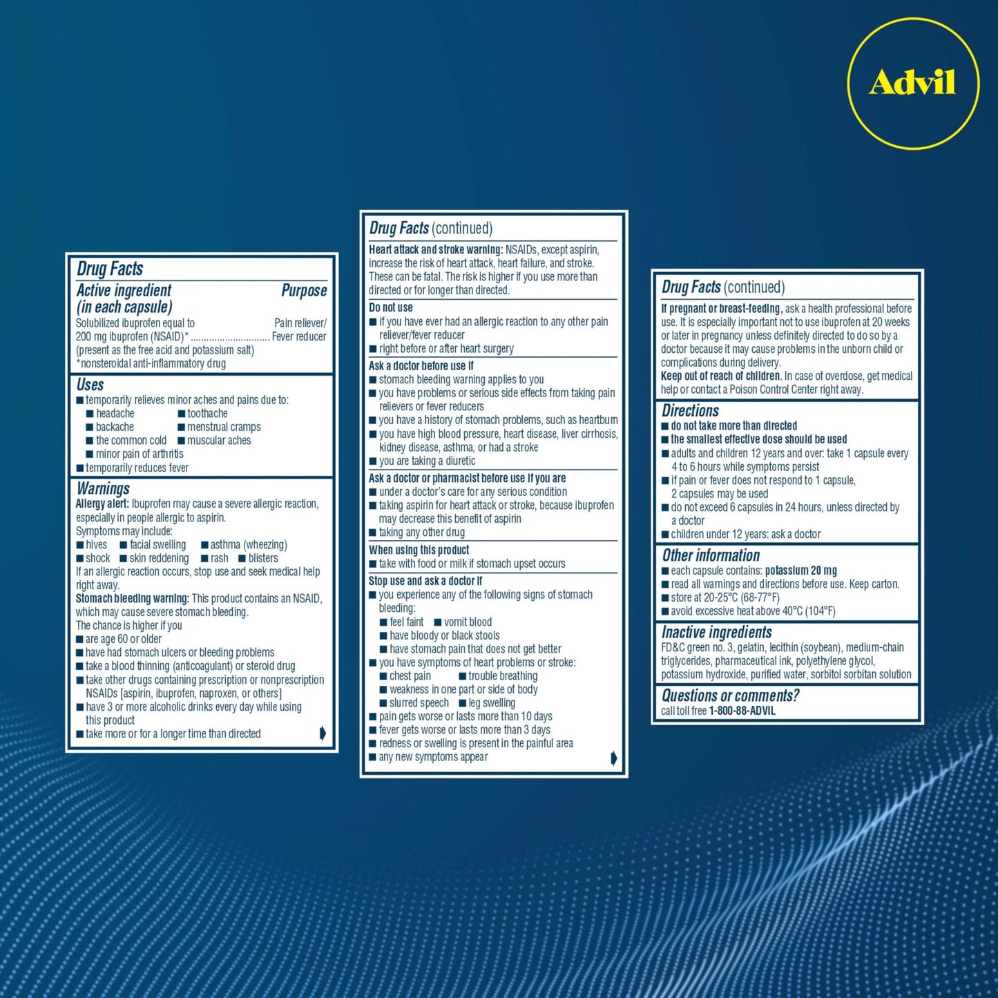 Advil Liqui-Gels Pain Reliever and Fever Reducer, Pain Medicine for Adults with Ibuprofen 200mg for Headache, Backache, Menstrual Pain and Joint Pain Relief - 200 Liquid Filled Capsules AdvilBuy Supplements Australia