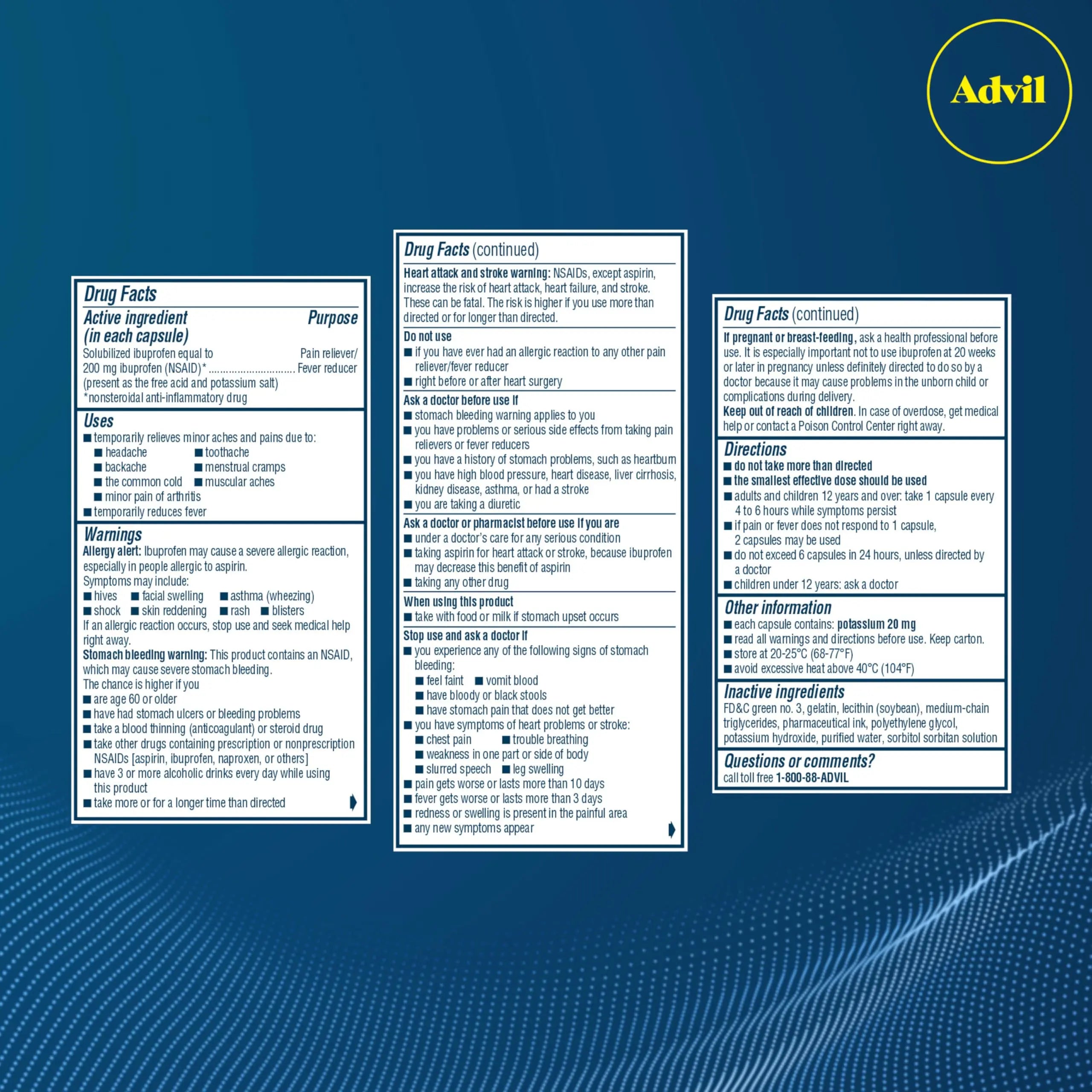 Advil Liqui-Gels Pain Reliever and Fever Reducer, Pain Medicine for Adults with Ibuprofen 200mg for Headache, Backache, Menstrual Pain and Joint Pain Relief - 200 Liquid Filled Capsules AdvilBuy Supplements Australia