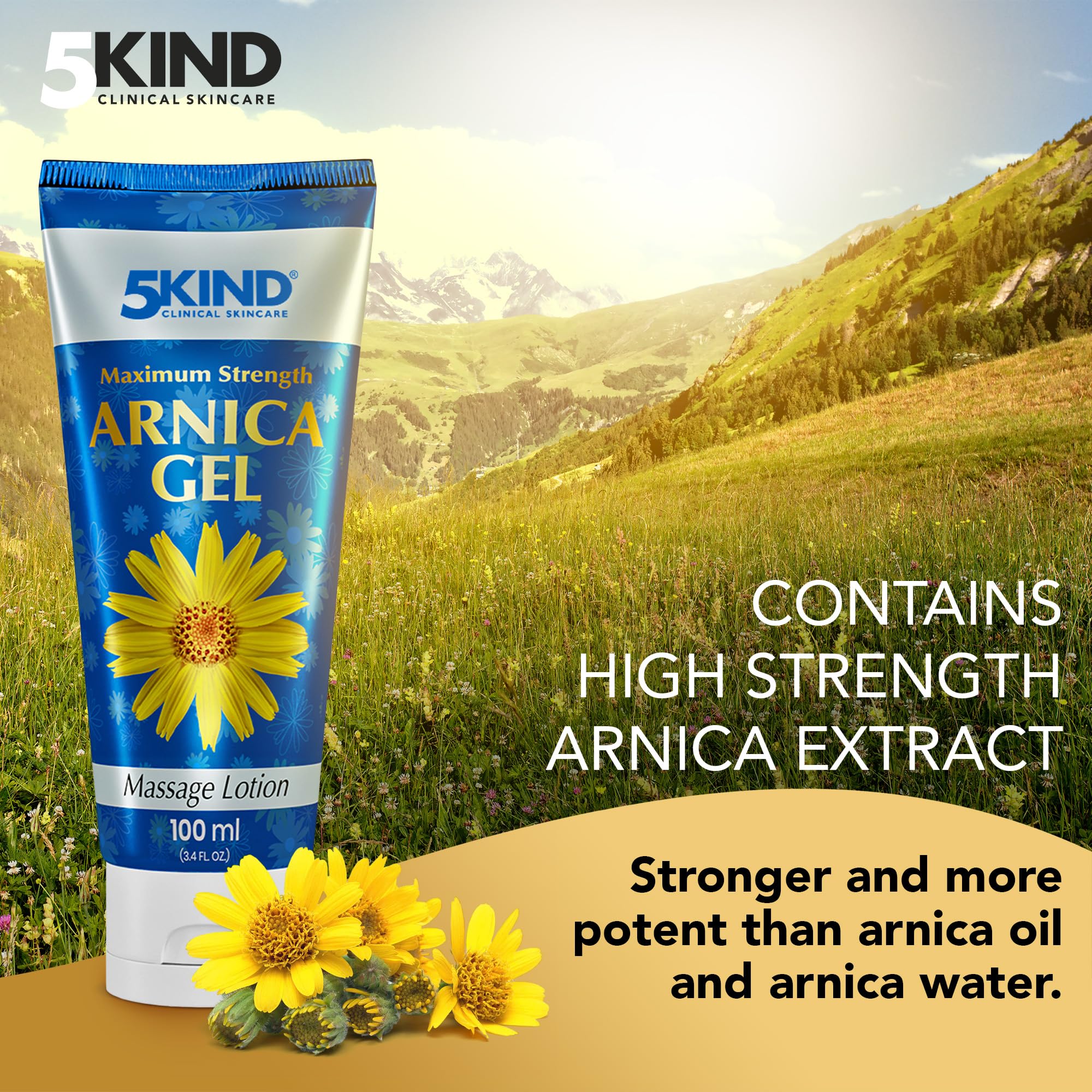 5kind Maximum Strength Arnica Bruise Gel 3.4 Fl Oz - Arnica Gel for Bruising and Swelling - Arnica Montana Gel with High Concentration Extract - Non-Greasy Formula 5kind clinical skincareBuy Supplements Australia