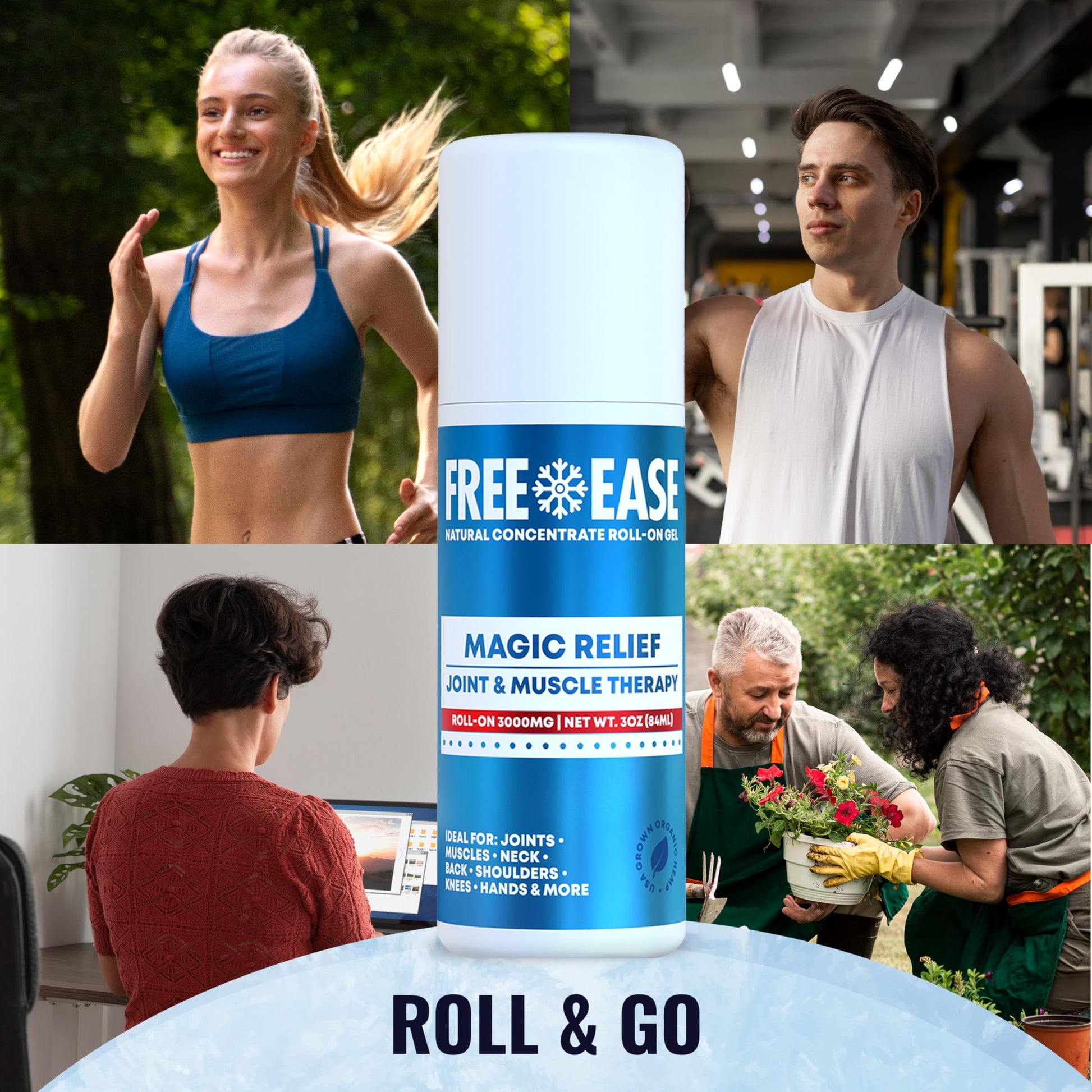 Free-Ease Magic Relief Roller – Nerve Joint and Muscle Pain Relief Roll On – Fast Cooling Therapy for Back, Neck, Shoulder, Knee Pain - Supports Joint Flexibility and Overall Mobility - Made in USA FREE EASEBuy Supplements Australia