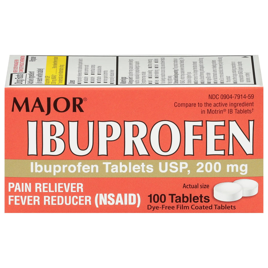 MAJOR Dye-Free Ibuprofen Tablets 200 mg - Helps Temporarily Reduce Fevers - Offers Pain Relief - 100 Tablets (1-Pack) MAJORBuy Supplements Australia