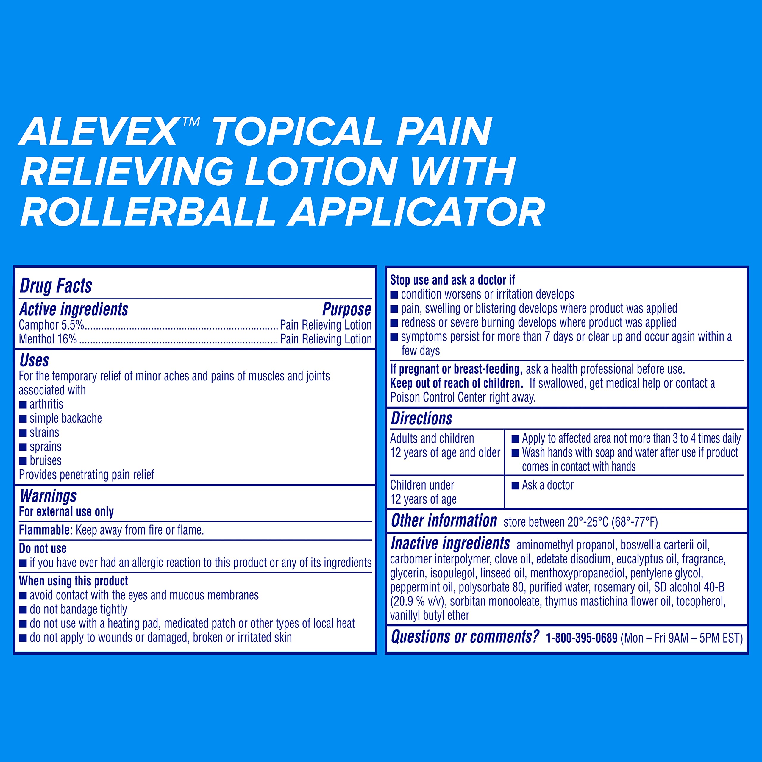 AleveX Topical Pain Relief Lotion with Rollerball Applicator - Long Lasting Arthritis and Muscle Pain Relief, 2.5 oz AleveBuy Supplements Australia