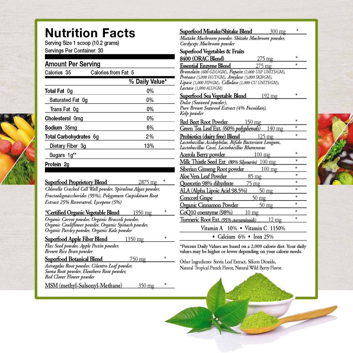 ecostream Naturals Vital First Daily Greens Superfood Powder 50 Whole Super Foods with Spirulina, Chlorella, Flax Seed, Fiber and Enzymes with Organic Greens - 30 Servings ecostream Naturals buy supplements Au