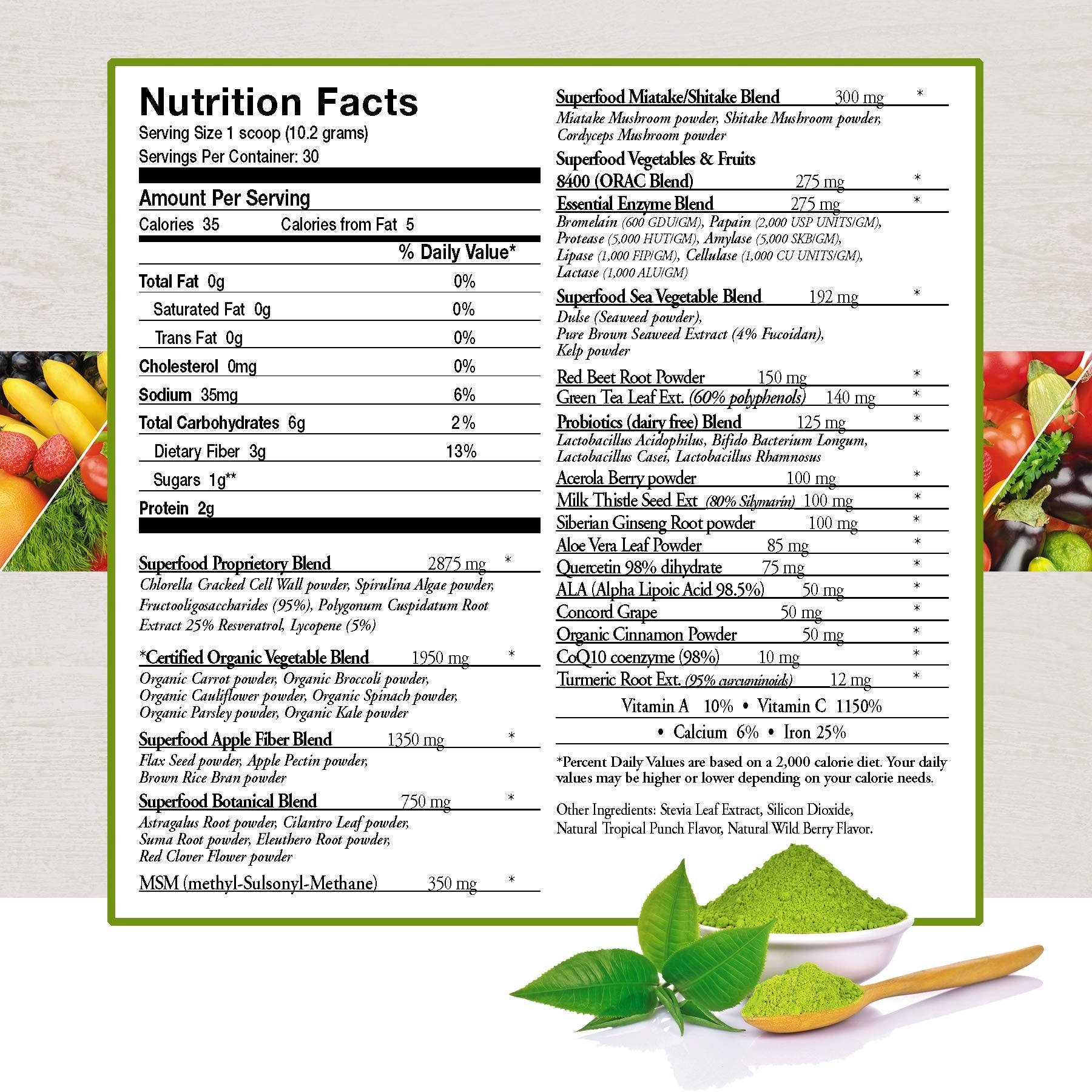 ecostream Naturals Vital First Daily Greens Superfood Powder 50 Whole Super Foods with Spirulina, Chlorella, Flax Seed, Fiber and Enzymes with Organic Greens - 30 Servings ecostream Naturals buy supplements Au