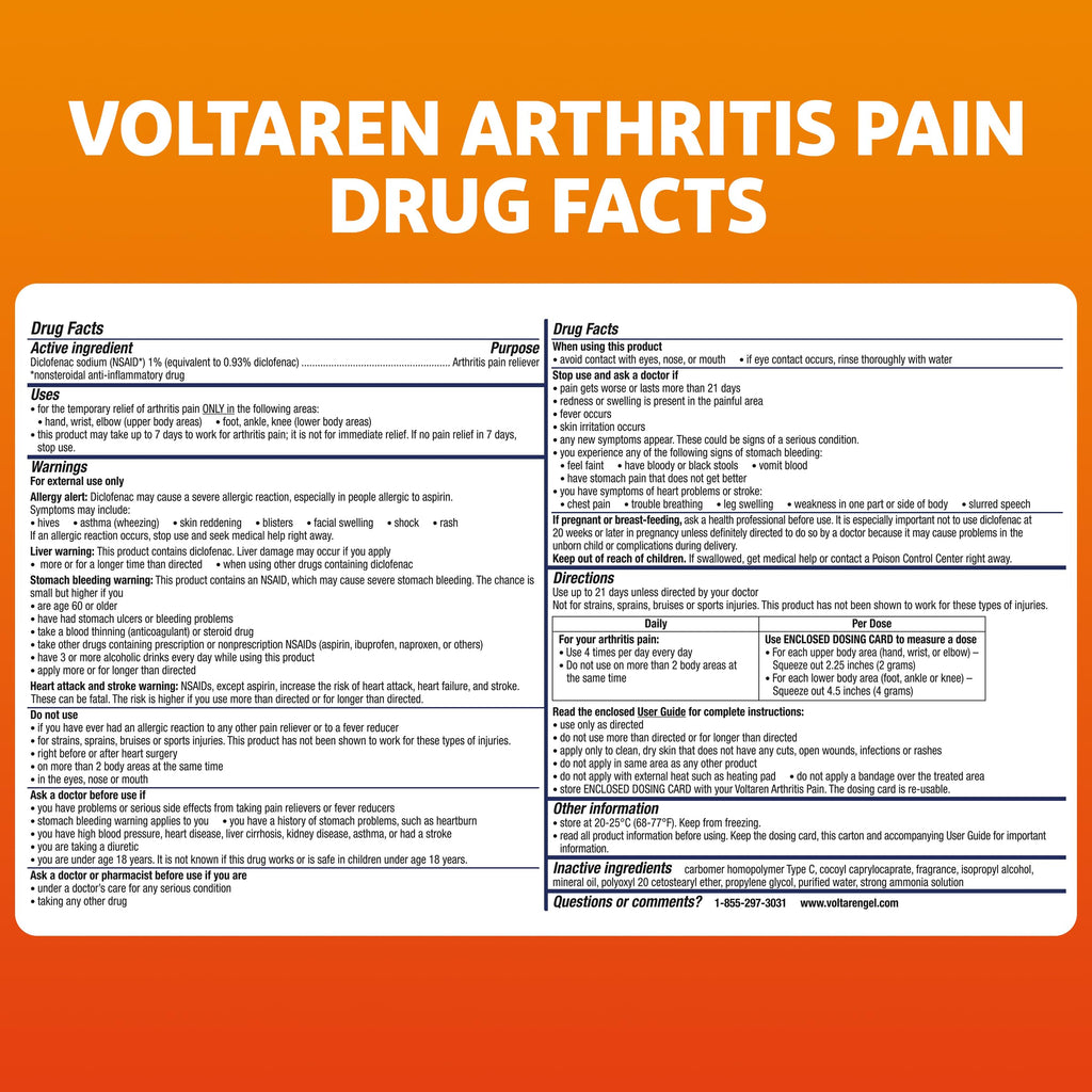 Voltaren Arthritis Pain Relief Gel, Diclofenac Sodium, 1% (NSAID), Clinically Proven Powerful Pain Reliever with Easy Open Flip Top Cap, No Prescription Needed, 5.3oz VoltarenBuy Supplements Australia