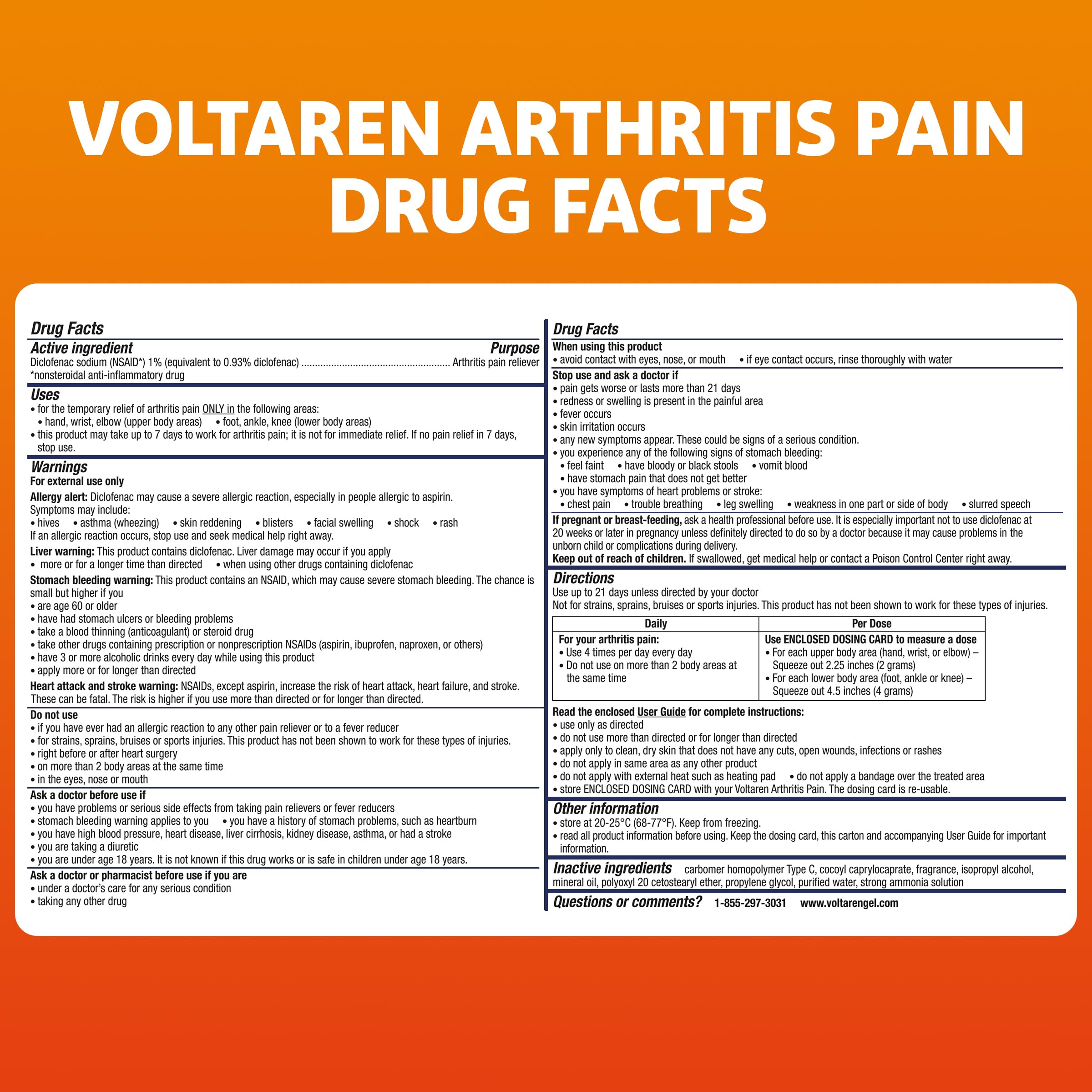 Voltaren Arthritis Pain Relief Gel, Diclofenac Sodium, 1% (NSAID), Clinically Proven Powerful Pain Reliever with Easy Open Flip Top Cap, No Prescription Needed, 5.3oz VoltarenBuy Supplements Australia