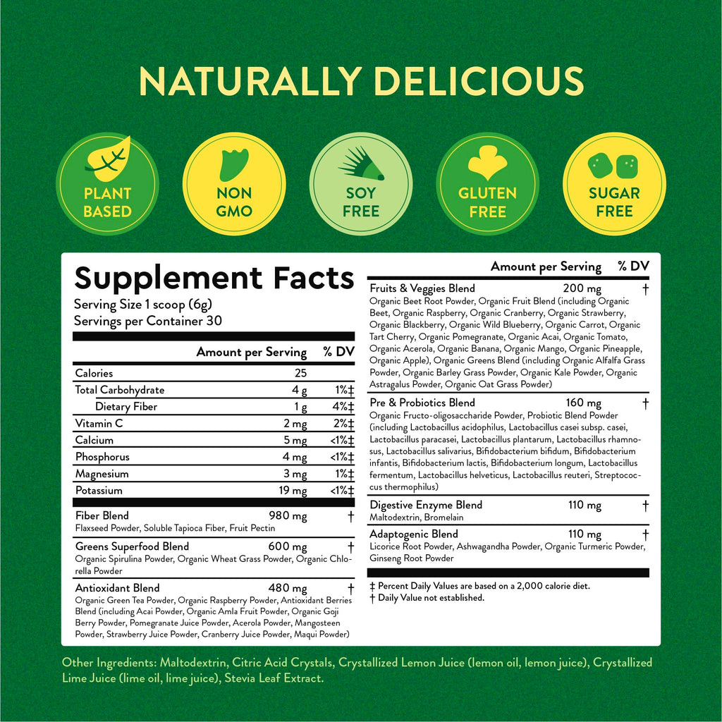 360 Nutrition Blends with Benefits Super Greens Powder w/Probiotics, Digestive Enzymes, Sugar & Gluten Free, Plant Based Superfood Drink Mix for Gut Health, Bloating, Immunity, Overall Health, 6.35 oz 360 NutritionBuy Supplements Australia