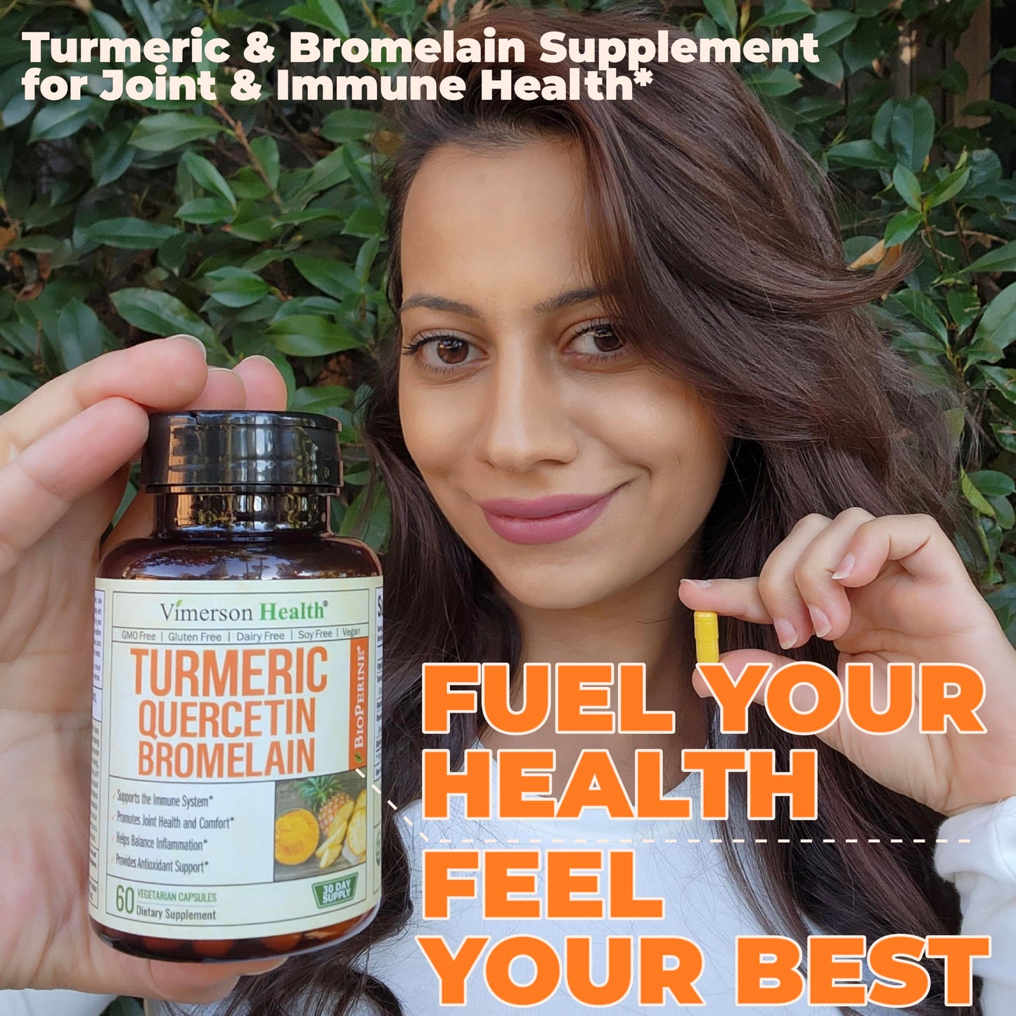 Quercetin with Bromelain Turmeric Curcumin Supplement – Allergy Relief, Immune & Joint Support – Organic Turmeric Supplement w/Bioperine for Enhanced Absorption