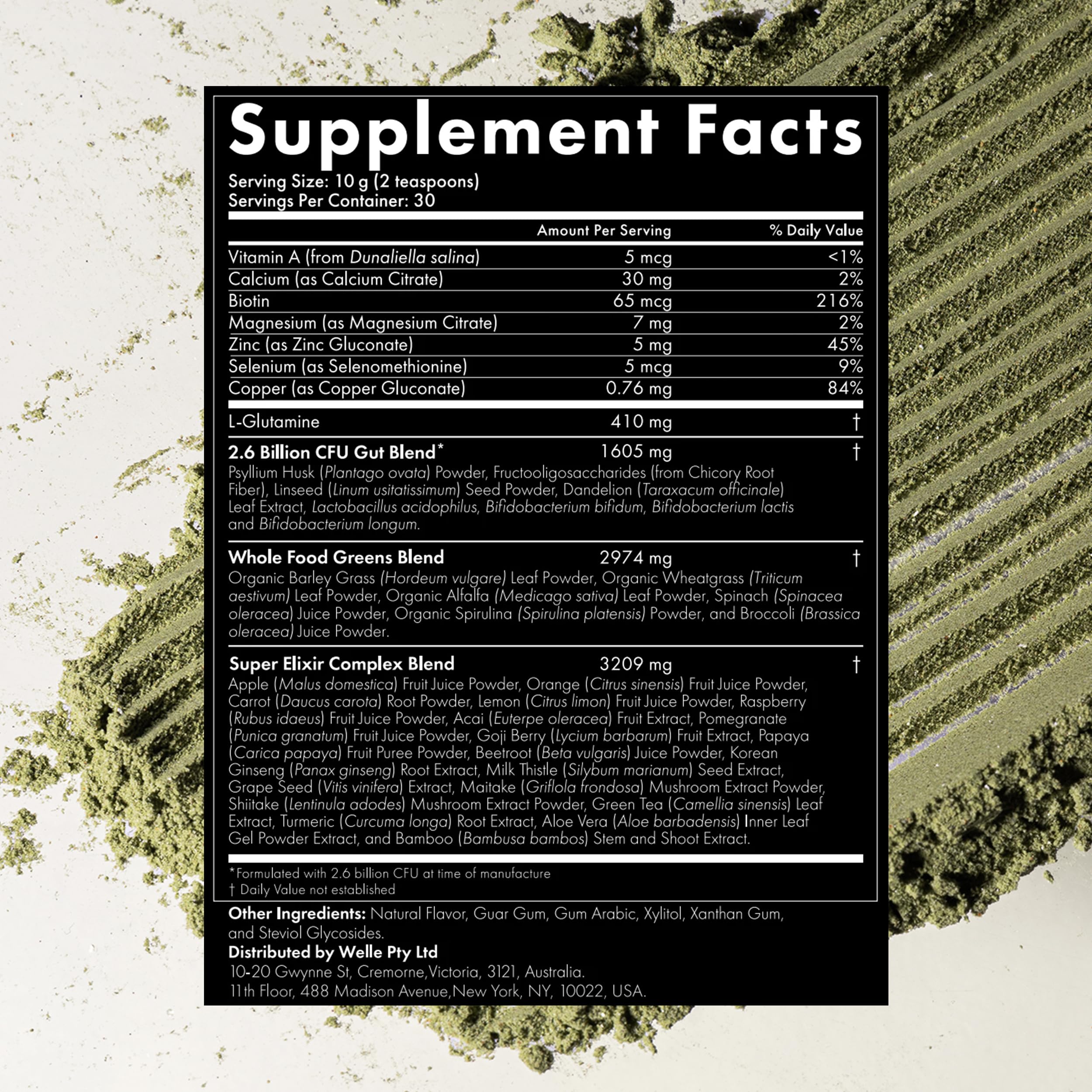 WelleCo The Super Elixir Daily Greens Powder, Probiotic Drink Mix with Whole Foods, Gluten Free, Vegan Gut Health Powder, Energy, Immunity, Healthy Skin, Hair & Nails (Jar, Blood Orange) WelleCoBuy Supplements Australia