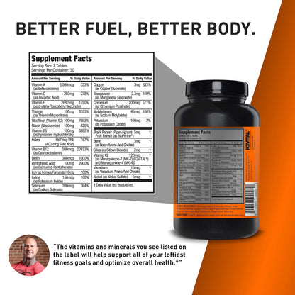 JYM Supplement Science PRO JYM 45 Servings - Tahitian Vanilla Bean & tamin & Mineral Support, Vitamin A, C, B6, B12, E, K, Boron, Biotin, Potassium 60 Tablets JYM Supplement Science buy supplements Au