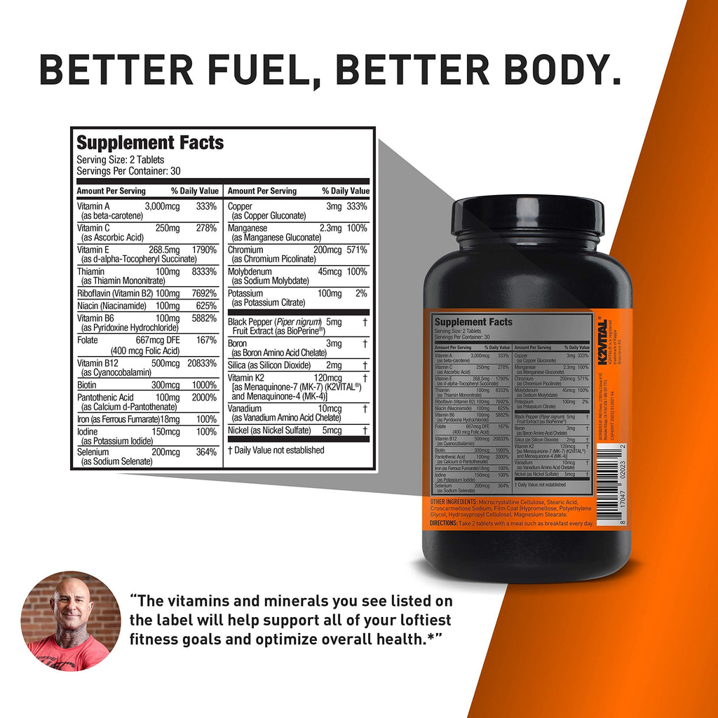 JYM Supplement Science Vita JYM Sports Multivitamin & Mineral Support, Vitamin A, C, B6, B12, E, K, Boron, Biotin, Potassium 60 Tablets JYM Supplement Science buy supplements Au