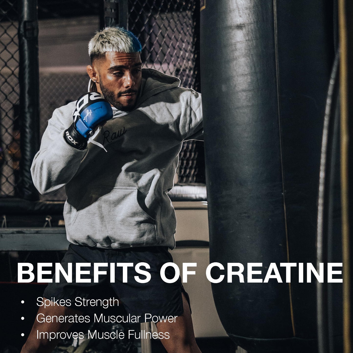 RAW Nutrition Creatine Monohydrate Powder, Fruit Punch (30 Servings) - Micronized Creatine Monohydrate Supplement for Workout Performance, Build Muscle & Strength